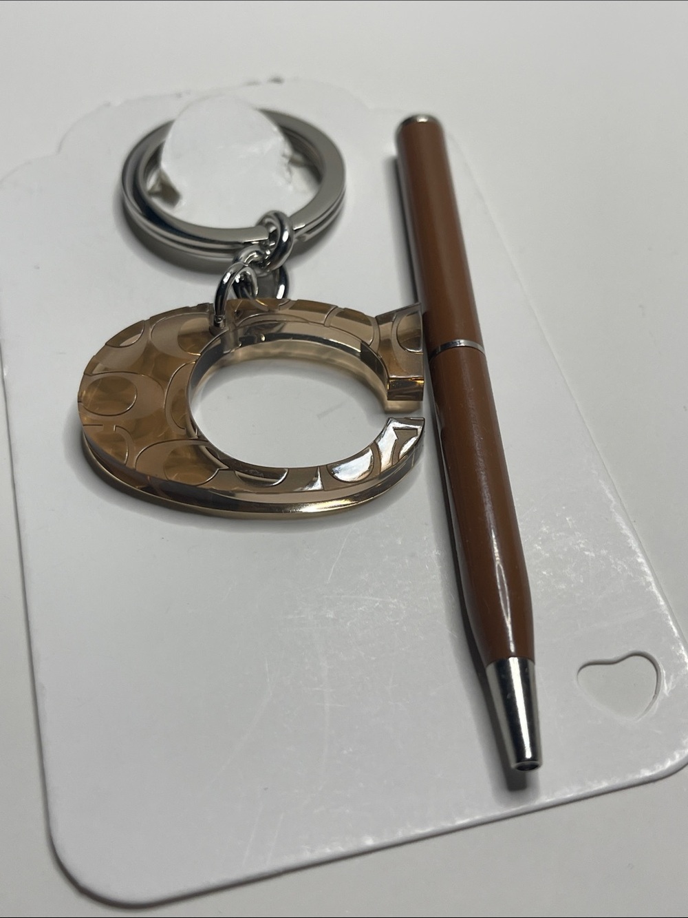 Coach Brown C Logo Acrylic Keyring and Coach Pen - Picture 5 of 5